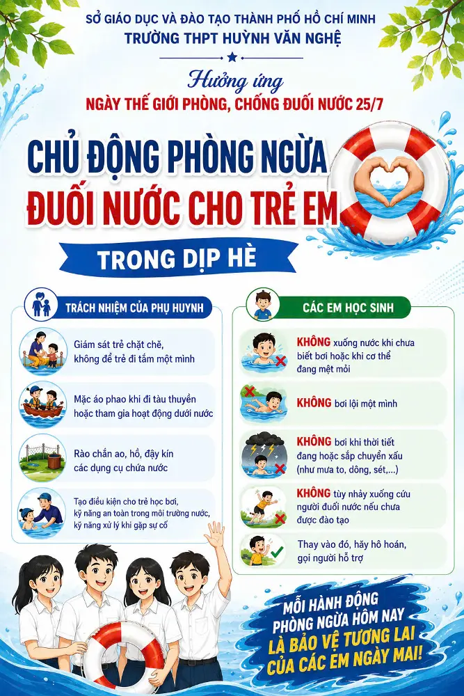 Trường THPT Huỳnh Văn Nghệ hưởng ứng ngày thế giới phòng, chống đuối nước 25/7