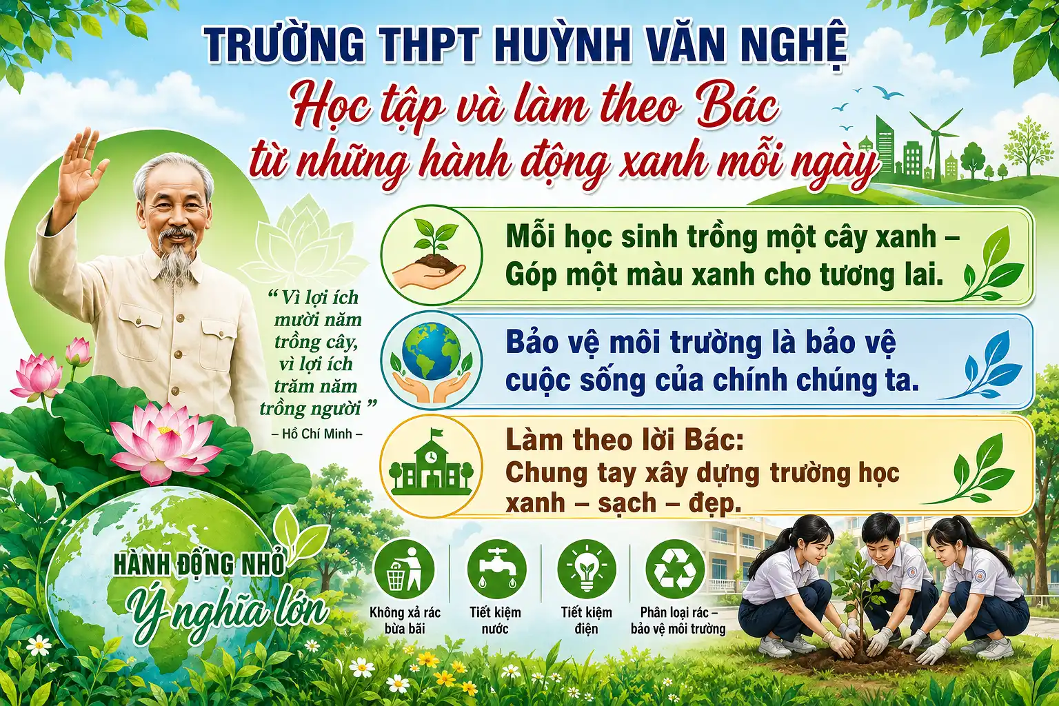 Chủ đề tháng 7: Bác Hồ với môi trường – Bài học từ “Tết trồng cây” đến việc bảo vệ thiên nhiên