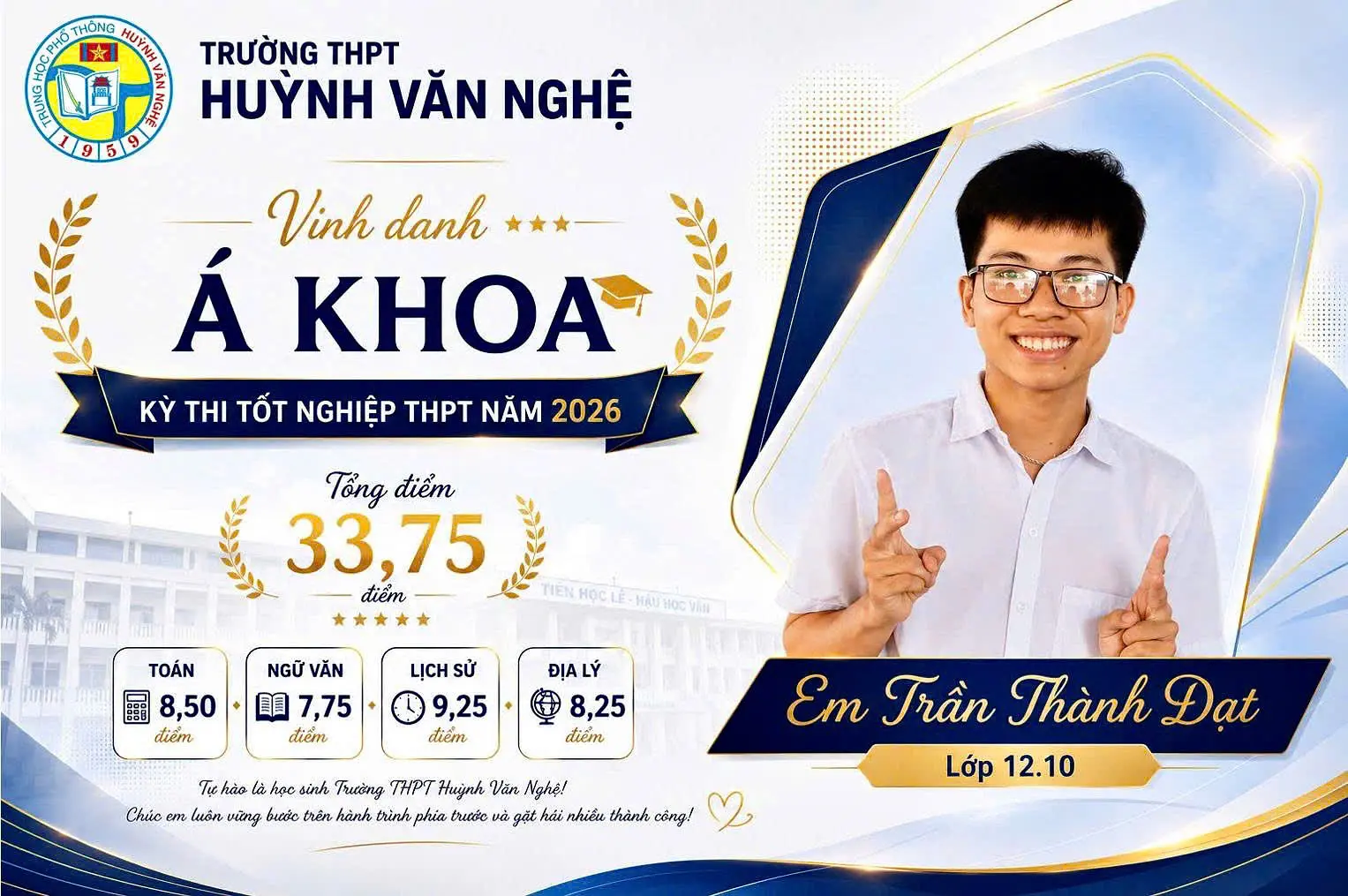VINH DANH NHỮNG HỌC SINH CÓ THÀNH TÍCH CAO TRONG KỲ THI TỐT NGHIỆP THPT NĂM 2016